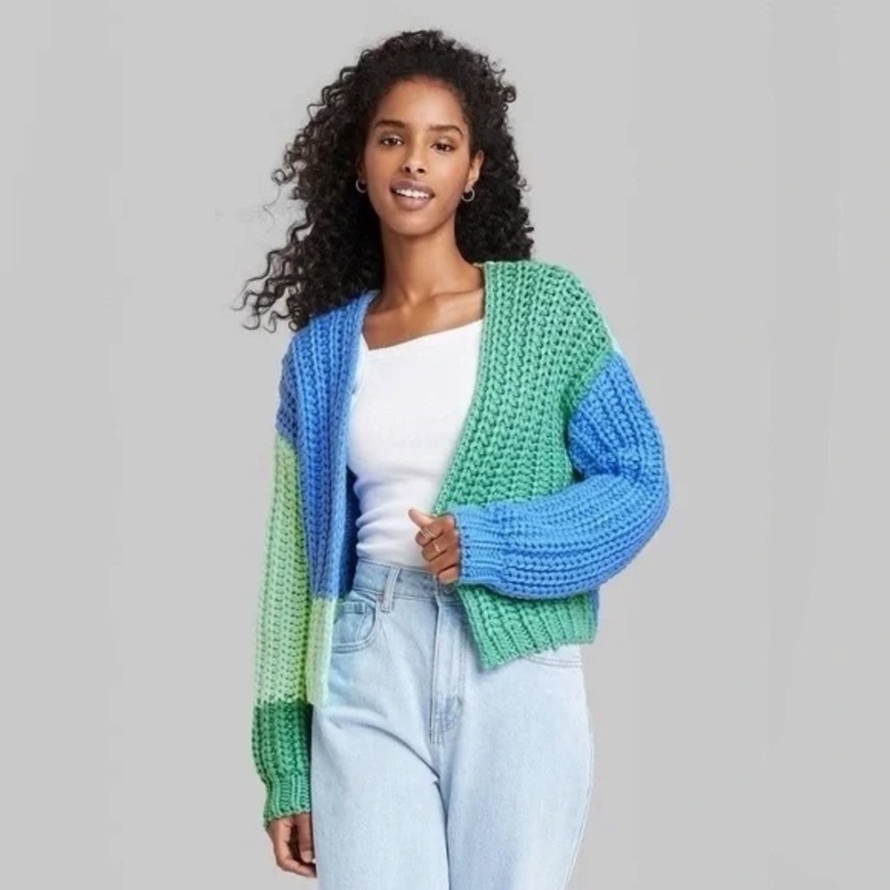Target wild fable chunky color block knit cardigan